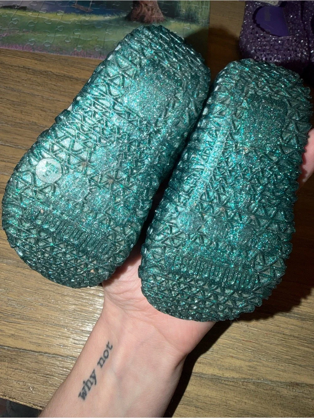 Mini Melissa Teal Glitter Jelly Mary Jane Shoes